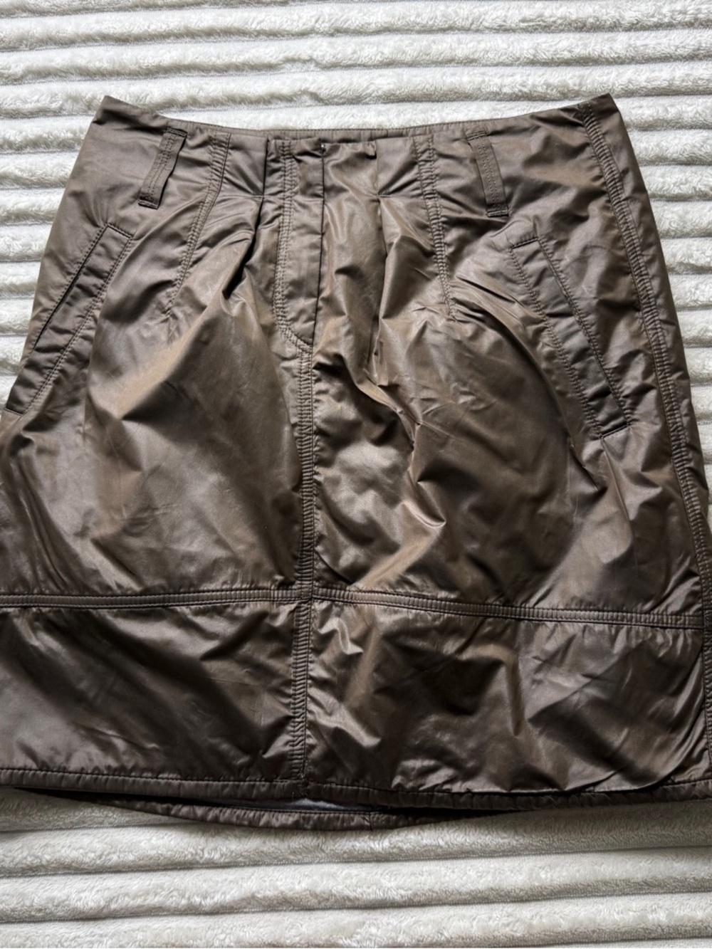 GUNEX Brown Satin Pencil Skirt Solid Zip Pockets for Women Size 6